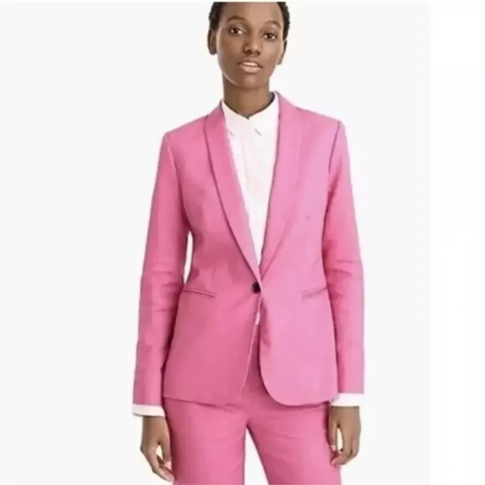 NWOT J. CREW Parke Stretch Linen One Button Blazer in Vivid Deep Pink Size 2